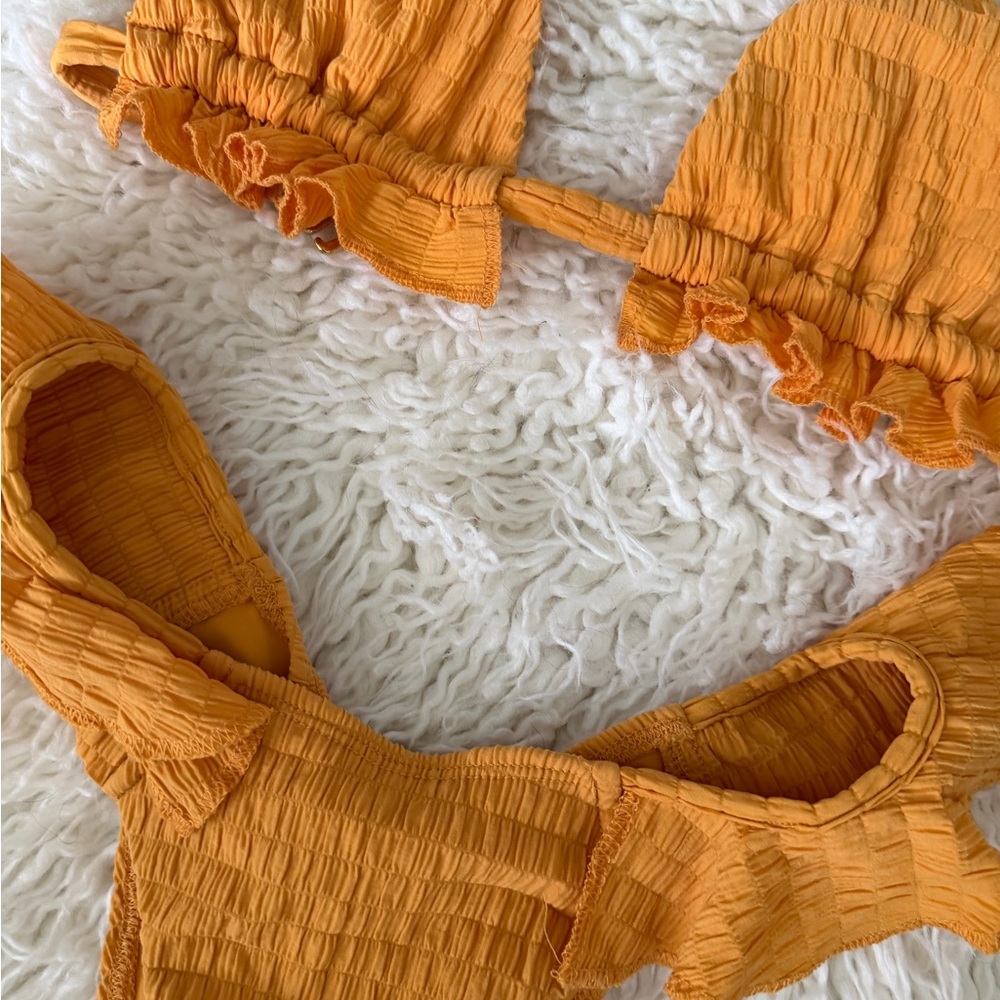 Montce Orange Ruffle Triangle Bikini Set - Picture 3 of 10